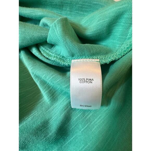J Jill Womens 100% Pima Cotton Slub-Knit  V-neck Tee Green 3/4 Sleeves Size XL - Picture 4 of 9